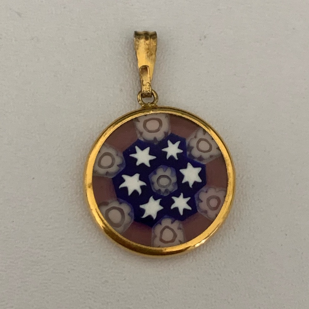 Antique Antica murrina blue purple Venetian Italian glass pendant star Venice